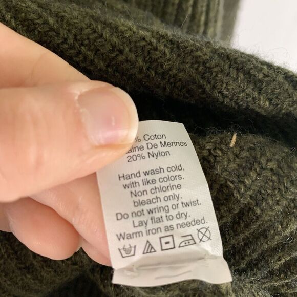 J. Crew Merino Wool Blend Sweater Women's Small Green Knit Ribbed Vneck Pullover - Picture 6 of 8